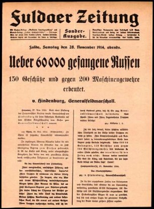 Zweite Ausgabe vom Samstag, den 28. November 1914.