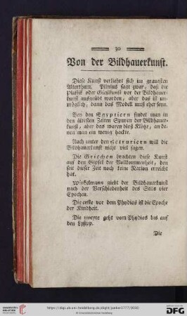 Von der Bildhauerkunst
