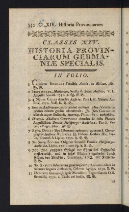 352-431, Classis XIV: Historia Provinciarum Germaniae specialis