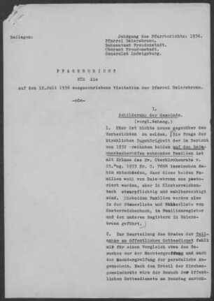 Baiersbronn: Pfarrbericht 1936