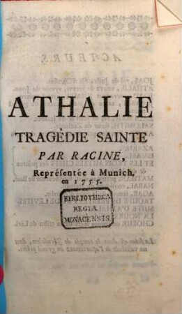 Athalie : tragédie sainte