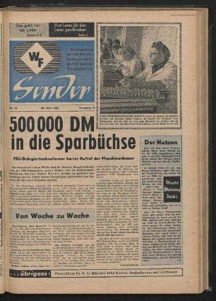 Betriebszeitung 'WF-Sender', Nr.12/1962 (22. März 1962)