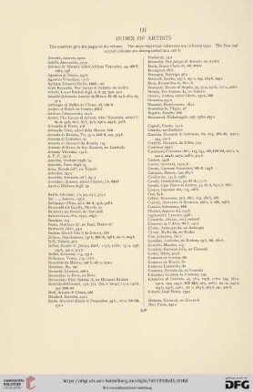 III. Index of artists
