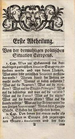 Nähere Anzeige derer Europäischen Staats-Sachen, welche in der Moserischen Staats- und Cantzley-Academie Zweyten Claß abgehandelt werden