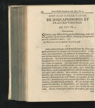 Disp. XLIV. De Usucapionibus Et Praescriptionibus.