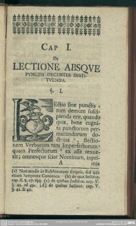 Cap. I. De Lectione Absque Punctis Decenter Instituenda