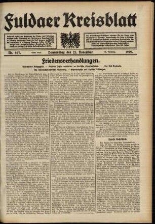 Erste Ausgabe vom Donnerstag, den 21. November 1912.