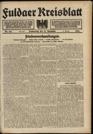 Erste Ausgabe vom Donnerstag, den 21. November 1912.
