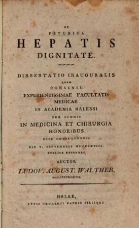 De psychica hepatis dignitate : diss. inaug.