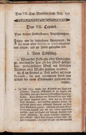 Das VII. Capitel. Von denen sonderbaren Anzeigungen.