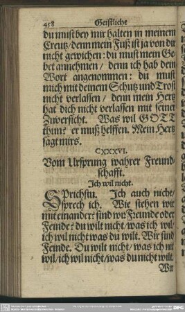 CXXXVI. Vom Ursprung wahrer Freundschafft
