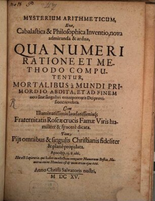 Mysterium arithmeticum