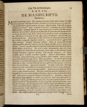 Cap. VII. De Manuscriptis