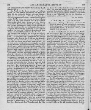Händler, C. A.: Ideen zu einer Methodik des Gymnasialunterrichts, aus Vernunft und Erfahrung. Magdeburg: Fabricius (Rubach) 1836
