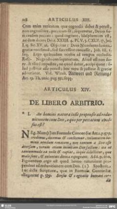 Articulus XIV. De Libero Arbitrio