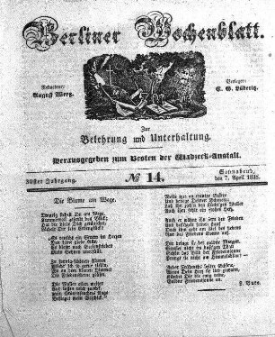 No. 14, Sonnabend, den 7. April 1838.