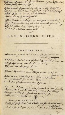Klopstocks Oden, 2