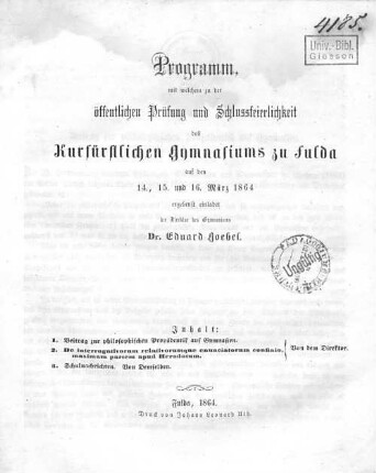 1: Beitrag zur philosophischen Propädeutik auf Gymnasien