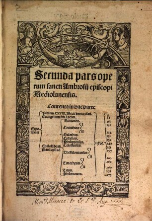 Divi Ambrosii episcopi Mediolanensis omnia opera : accuratissime revisa atq[ue] in tres partes nitidissime excusa, 2
