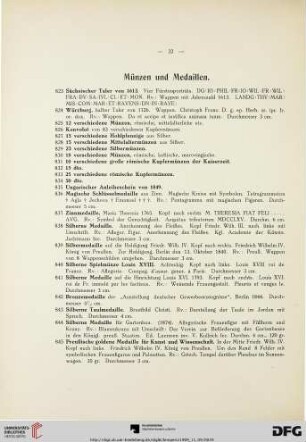 Münzen und Medaillen (Nr. 823-852)