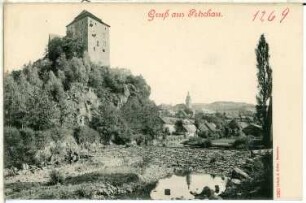 Petschau. Ansicht mit Burg