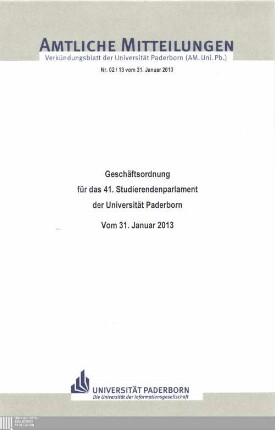 Geschäftsordnung für das 41. Studierendenparlament der Universität Paderborn : vom 31. Januar 2013