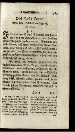 Das fünfte Capitel. Von der Schlachtordnung. De Acie.