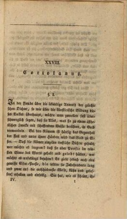Shakspear's Schauspiele, Th. 4. Coriolanus. - Antonius und Cleopatra. - Verlorene Liebesmühe u.a.