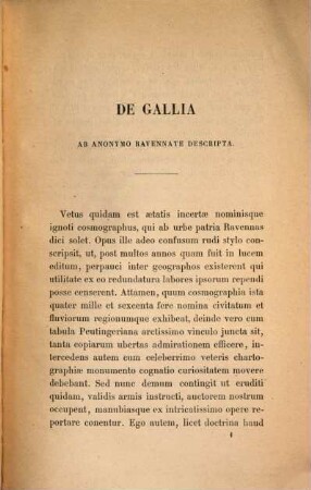 Gallia ab Anonymus Ravennas descripta : E codd. Mss. recognovit, commentariisque et tabula illustravit Alfred Jacobs