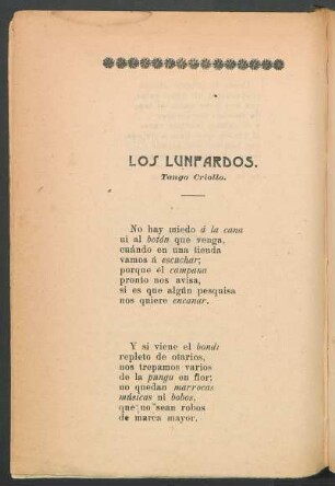 Los lunfardos : Tango criollo