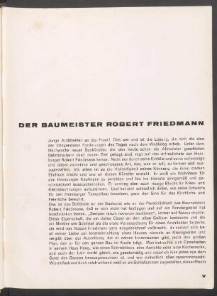 Der Baumeister Robert Friedmann