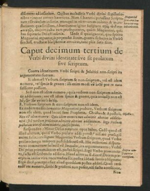 Caput decimum tertium de Verbi divini identitate sive sit prolatum sive scriptum.