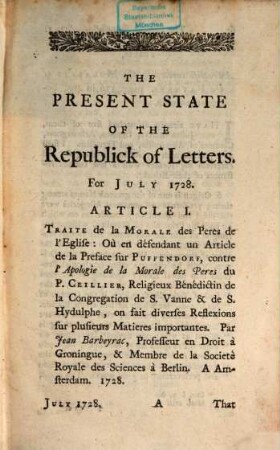 The present state of the republick of letters. 2. 1728, Juli
