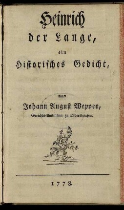 Heinrich der Lange : ein Historisches Gedicht
