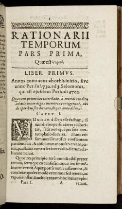 [Partis Primæ, Tomus Primus.]