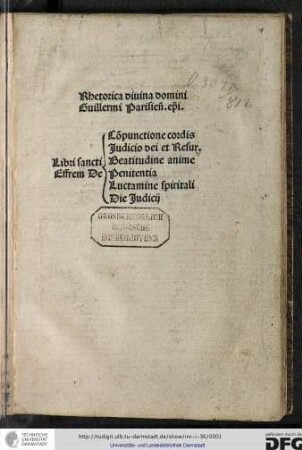 Rhetorica divina. [Enth.:] De compunctione cordis [u.a.]
