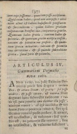 Articulus IV. Gummariani Dogmatis nova ratio.