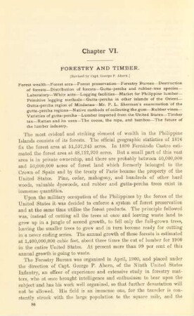 Chapter VI. Forestry and timber