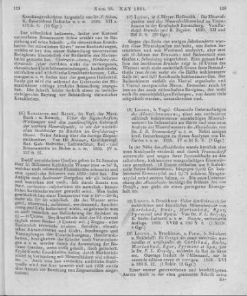 Kreysig, F. L.: Über den Gebrauch der natürlichen und künstlichen Mineralwässer von Karlsbad, Embs, Marienbad, Eger, Pyrmont und Spaa. 2. Aufl. Leipzig: Brockhaus 1828
