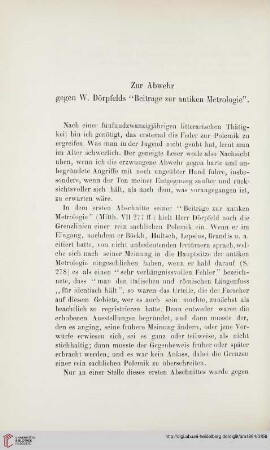 9: Zur Abwehr gegen W. Dörpfelds "Beiträge zur antiken Metrologie"