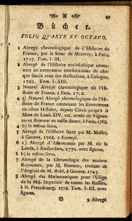 Bücher. Folio, Quarte Et Octavo.