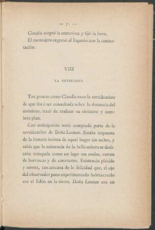 VIII - La entrevista