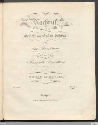 Nachruf : für eine Singstimme mit Pianoforte-Begleitung; Op. 6, No. 6