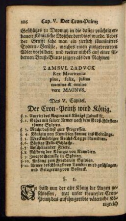 Das V. Capitel. Der Cron-Printz wird König.