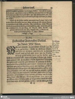 XLVI. Liebreiches Andencken Gottes