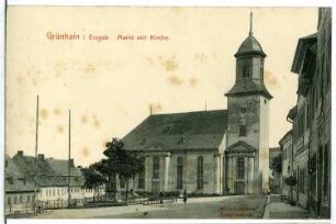 Grünhain. Markt mit Kirche