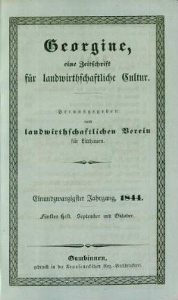 Einundzwanzigster Jahrgang, 1844. Fünftes Heft. September und Oktober.