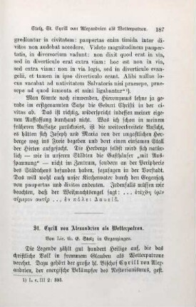 187-198 St. Cyrill von Alexandrien als Wetterpatron
