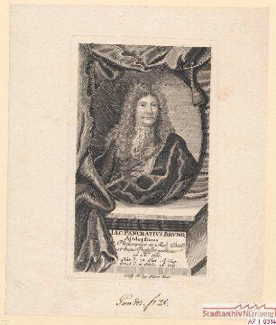 Jacob Pancratius Bruno, Professor der Medizin in Altdorf; geb. 23. Januar 1629; gest. 13. Oktober 1709