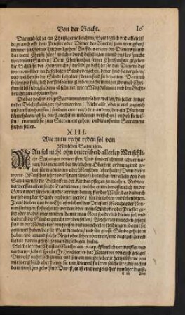 XIII. Wie man recht reden sol von Menschen Satzungen.